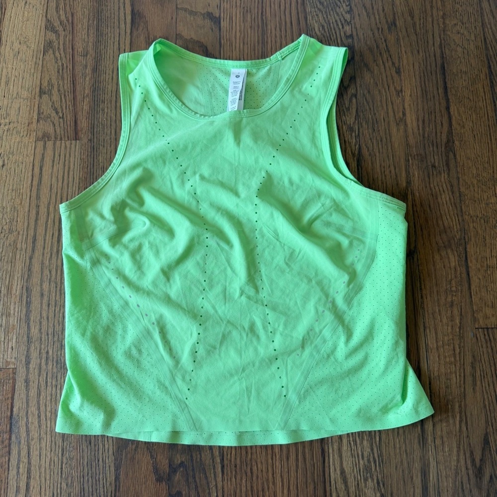 Lululemon Swift Ventiladet Running Tank Top Scream Green Light Training Size 4